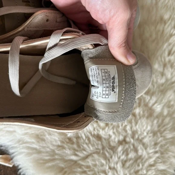 Gola Bullet Women's Suede Sneakers in Light Taupe and gold - Picture 4 of 6